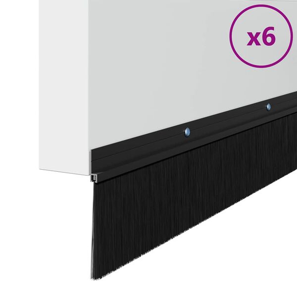 vidaXL Uszczelki z szczotką do drzwi na zatrzask 6 pcs Czarny 100 cm