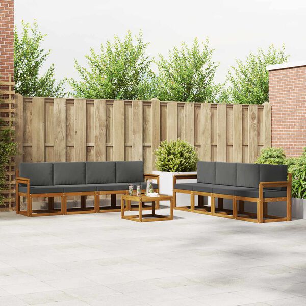 vidaXL Zestaw sof na zewnątrz z poduszką 9 pcs Naturalny i Antracytowy