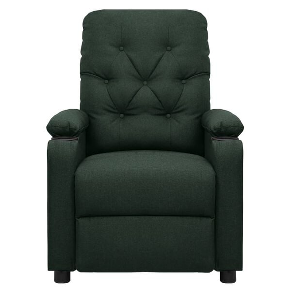 vidaXL Elektryczny fotel masujący, ciemnozielony, obity tkaniną