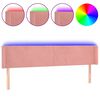 vidaXL Zagł&oacute;wek do ł&oacute;żka z LED, r&oacute;żowy, 183x16x78/88 cm, aksamit