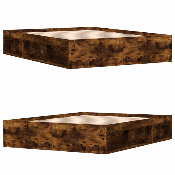 vidaXL Rama ł&oacute;żka, przydymiony dąb, 140x200 cm