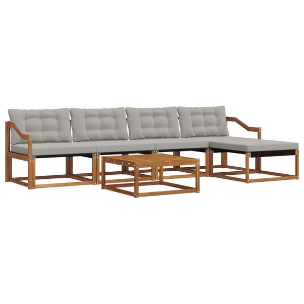 vidaXL Zestaw sof na zewnątrz z poduszką 6 pcs Naturalny i Jasny Szary