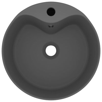 vidaXL Umywalka z przelewem, matowa ciemnoszara, 36x13cm, ceramiczna