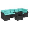 vidaXL Zestaw Sof na Ogr&oacute;d z poduszką 8 pcs Czarny Rattan poli