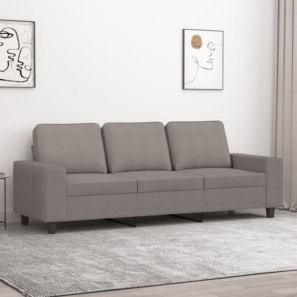 vidaXL Sofa 3-osobowa, kolor taupe, 180 cm, tapicerowana tkaniną