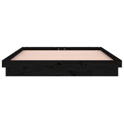 vidaXL Rama łóżka z LED, czarna, 120x190 cm, podwójna, lite drewno