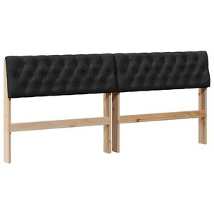 vidaXL Tapicerowane wezgłowie Czarny 180 cm Lite drewno sosnowe