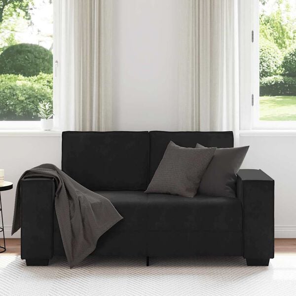 vidaXL Sofa 2-osobowa, czarna, 160x78x84 cm, tapicerowana aksamitem