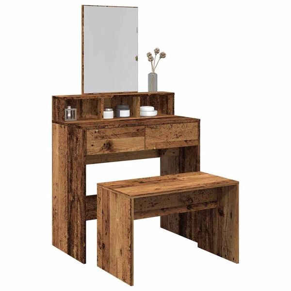 vidaXL Taboret toaletowy Stare drewno 70x35x45 cm Drewno klejone