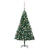 vidaXL Sztuczna choinka z lampkami i bombkami, zielona, 120 cm, PVC