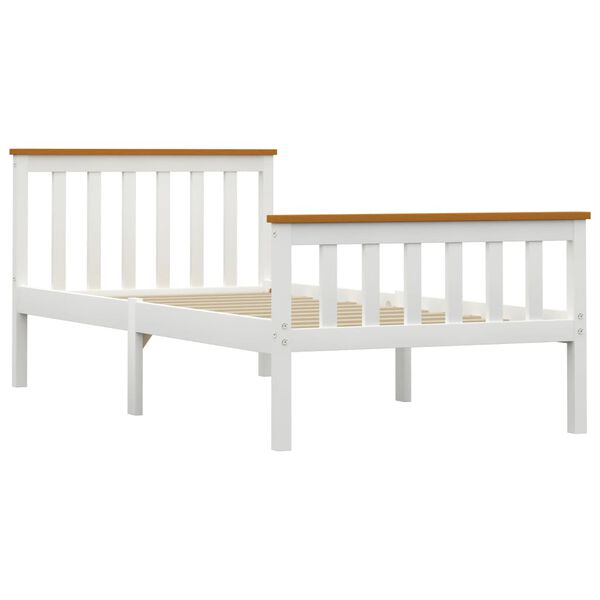 vidaXL Rama ł&oacute;żka z 2 szufladami, biała, drewno sosnowe, 100 x 200 cm