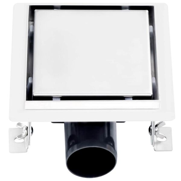 vidaXL Odpływ 2-w-1: gładki i na płytkę, 15x15 cm, stal nierdzewna