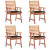 vidaXL Krzesła ogrodowe z poduszkami, 4 szt., lite drewno akacjowe