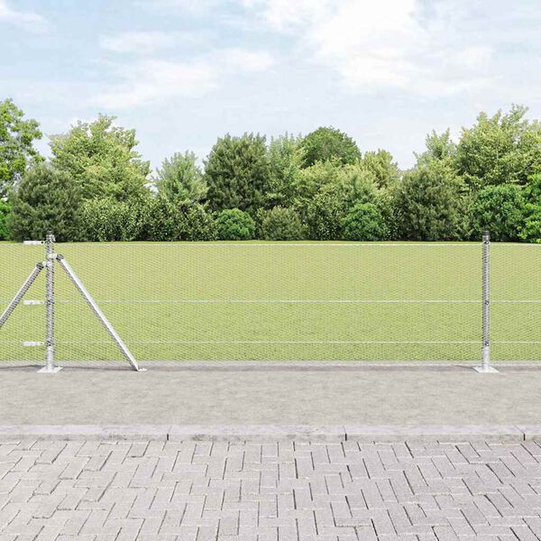 vidaXL Słupek ogrodzeniowy. Srebrny 25 x 0,5 m (siatka 13 mm) Stal
