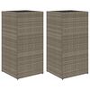 vidaXL Donice ogrodowe, 2 szt., szare, 40x40x80 cm, rattan PE