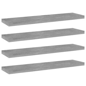 vidaXL P&oacute;łki na książki, 4 szt., szarość betonu, 40x10x1,5 cm