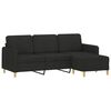 vidaXL 3-osobowa sofa z podnóżkiem, czarna, 180 cm, tkaniną