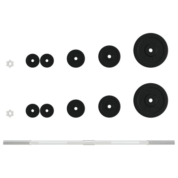 vidaXL Sztanga z zestawem obciążnik&oacute;w, 30 kg, żeliwo