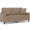 vidaXL 2-osobowa sofa z poduszkami, cappuccino, 140 cm, sztuczna sk&oacute;ra