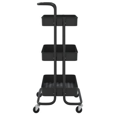 vidaXL 3-poziomowy wózek kuchenny, czarny, 42x35x85 cm, żelazo i ABS