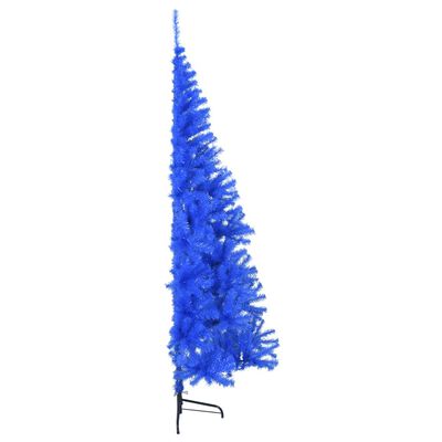 vidaXL Sztuczna choinka połówka ze stojakiem, niebieska, 210 cm, PVC