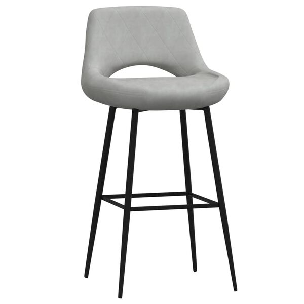 vidaXL Stołek barowy, jasnoszary, obity aksamitem