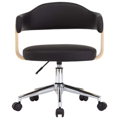 vidaXL Obrotowe krzesło biurowe, czarne, gięte drewno i sztuczna skóra