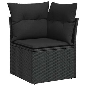 vidaXL Narożna sofa ogrodowa z poduszkami, czarny polirattan