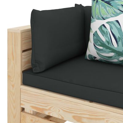 vidaXL Ogrodowa sofa narożna z palet z poduszkami w kwiaty, drewniana