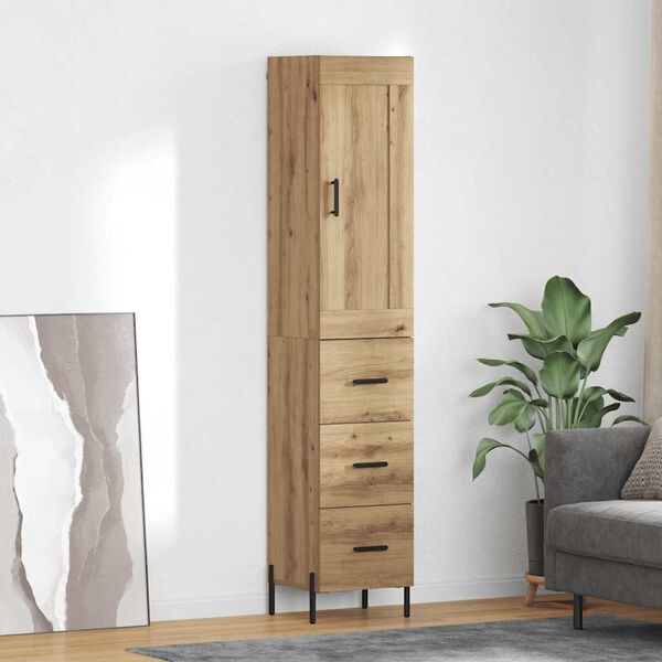 vidaXL Highboard z szufladą Dąb rzemieślniczy 34,5 x 34 x 180 cm
