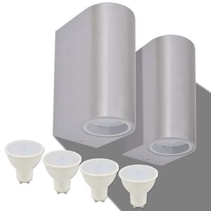vidaXL Lampy ścienne zewnętrzne, 2 szt., zaokrąglone, g&oacute;ra/d&oacute;ł