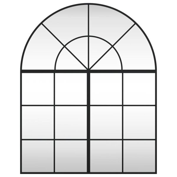 vidaXL Lustro ścienne, czarne, 80x100 cm, zakończone łukiem, żelazo