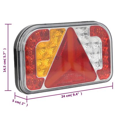 vidaXL Lampy LED do przyczepy, 2 szt., czerwone, 24x5x14,5 cm, 12 V