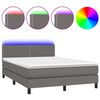vidaXL Ł&oacute;żko kontynentalne z materacem i LED, szara ekosk&oacute;ra 140x200cm