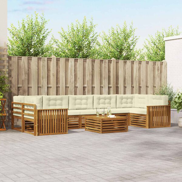 vidaXL Zestaw sof na zewnątrz z poduszką 8 pcs Naturalny i Kremowy