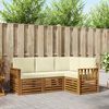 vidaXL Zestawy sof 4 pcs Naturalny i Kremowy Lite Drewno Akacji
