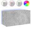vidaXL Ścienna szafka TV z LED, szarość betonu, 80x35x41 cm
