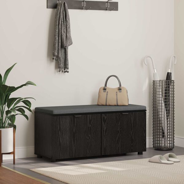 vidaXL Ławka w przedpokoju z poduszką Czarny Dąb 100 x 38 x 46 cm