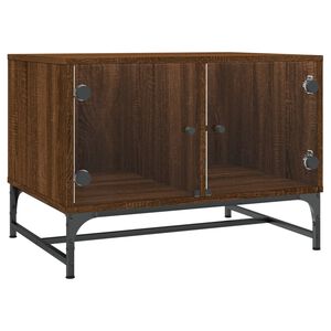 vidaXL Stolik kawowy, szklane drzwiczki, brązowy dąb, 68,5x50x50 cm