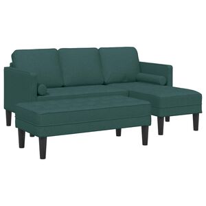vidaXL Zestaw Sof z poduszką 2 pcs Ciemna zieleń Poliester