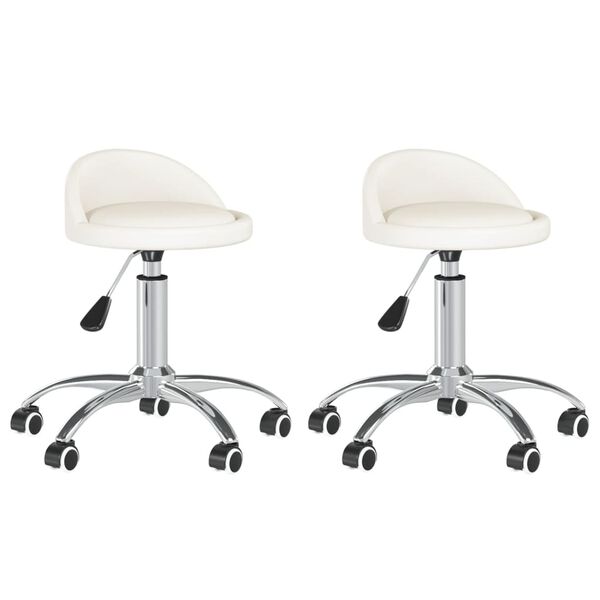 vidaXL Obrotowe krzesła stołowe, 2 szt., białe, sztuczna skóra