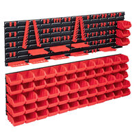 vidaXL 141-częściowy organizer na panelach ściennych, czerwono-czarny