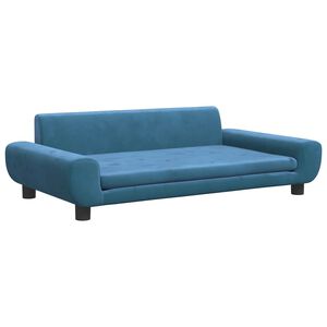 vidaXL Sofa dla dzieci, niebieska, 100x54x33 cm, aksamit