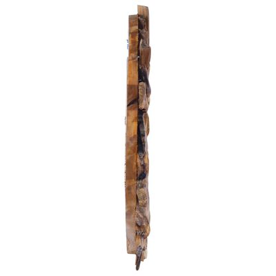 vidaXL Lustro ścienne, 40 cm, drewno tekowe, okrągłe