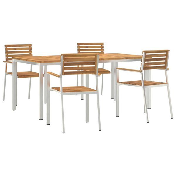 vidaXL Zestawdojedzeniawogrodzie 5 pcs Brązowy DrewnoAkacjowe