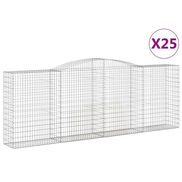 vidaXL Kosze gabionowe, 25 szt, 400x50x140/160cm, galwanizowane żelazo