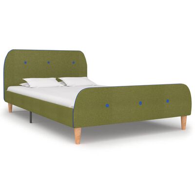 vidaXL Rama łóżka, zielona, tapicerowana tkaniną, 120 x 200 cm
