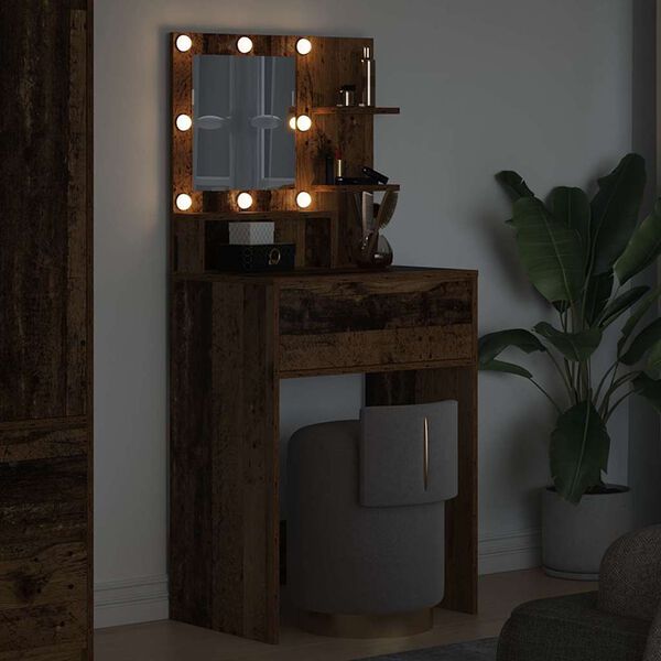 vidaXL Toaletki do sypialni z szufladą Stare drewno 80 x 39,6 x 135 cm