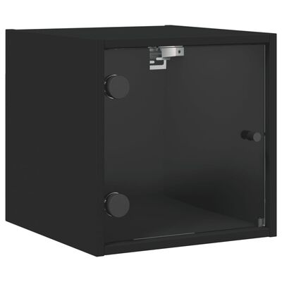 vidaXL Szafka nocna ze szklanymi drzwiami, czarna, 35x37x35 cm