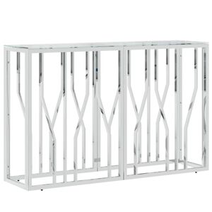 vidaXL Stolik konsolowy, 110x30x70 cm, stal nierdzewna i szkło